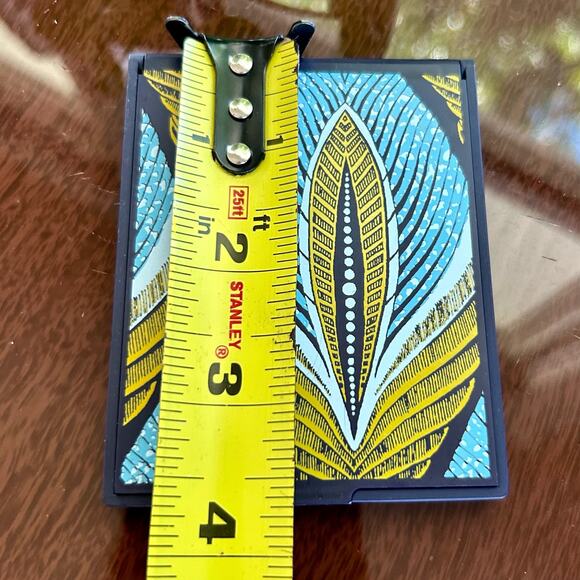 Vintage Estee Lauder Blue Feather Pattern Small Makeup / Cosmetic Folding Mirror - Picture 9 of 10